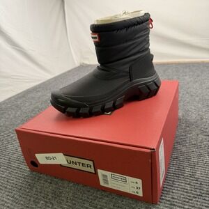 Hunter Intrepid Short Snow Boots Women's Size 6 Black Winter Puff Insulated NWB